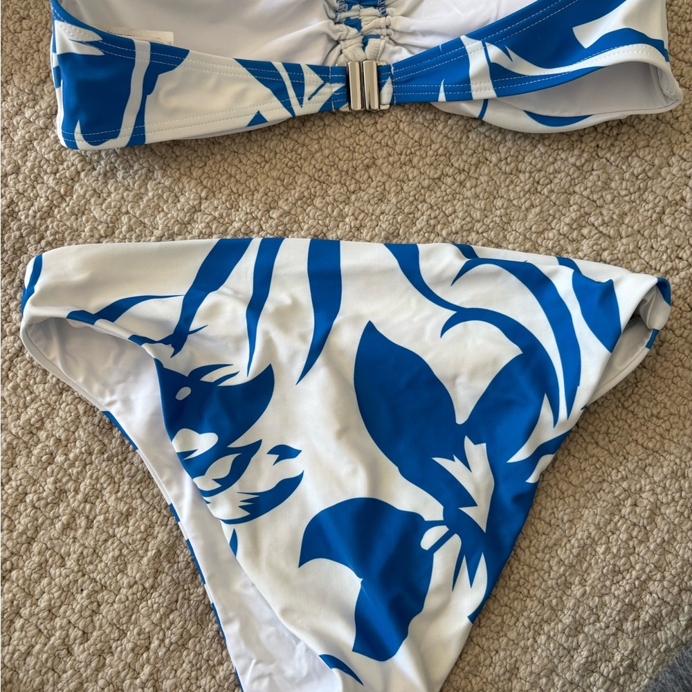 Blue and White Floral Bikini Set